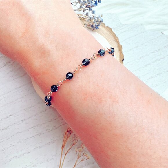 New Faceted Crystal Beads Bracelet | 14k Gold Filled | Handmade in BC - Picture 4 of 5